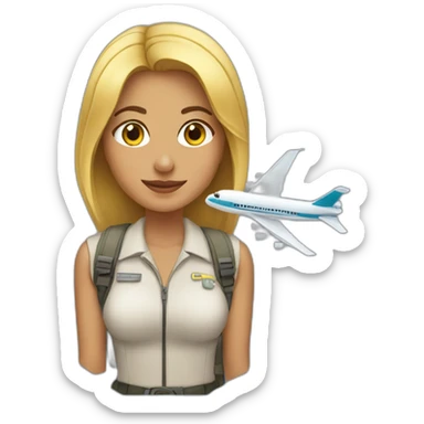 Mujer bonita con un avion sticker