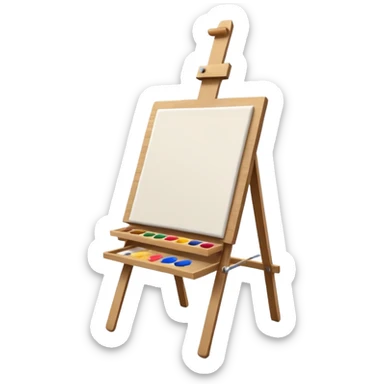 drawing board easel with canvas and paintbrush sticker