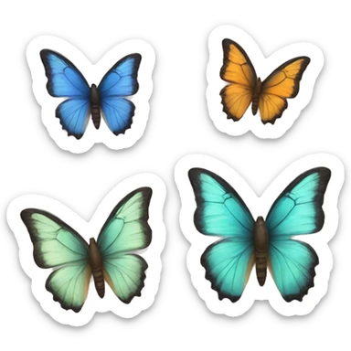 Four butterflies who are friends with faces sticker