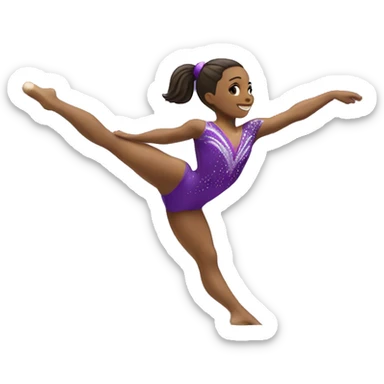 Gymnast on a beam with a purple Leo sticker