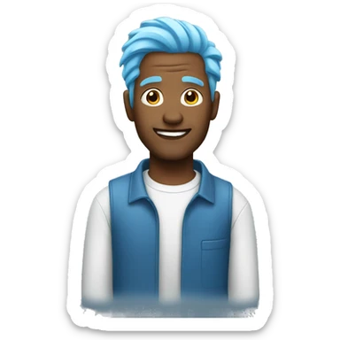 man with skyblue hair sticker