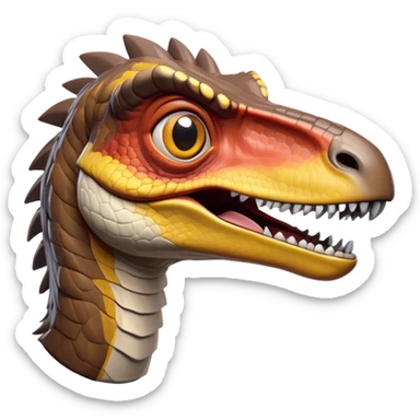 Cinematic Comical jurassic park Velociraptor Portrait Emoji, Head tilted dramatically with an exaggeratedly shocked expression, featuring a sleek, agile form with wide, comically expressive eyes and a quirky, animated snout that brings out its playful side, Simplified yet hilariously expressive features, highly detailed, glowing with a slightly sassy prehistoric glow, high shine, dramatic yet playful, stylized with an air of cheeky dinosaur mischief, soft glowing outline, capturing the essence of a meme-worthy jurassic park Velociraptor that looks ready to side-eye its way into viral fame! sticker