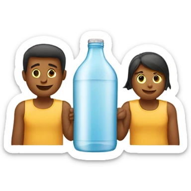 2 people holding hands sitting on the bottle sticker