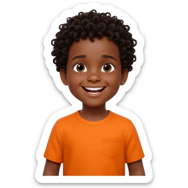 black boy curly hair orange shirt saying I love you sticker