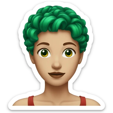 a woman with emerald eyes and red hair sticker