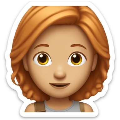 Cute Girl with long straight ginger hair sticker