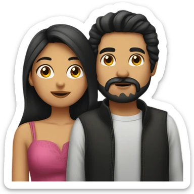 girl with black hair kissing Mexican  guy with facial hair  sticker