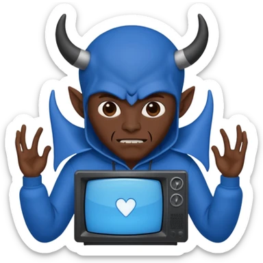 Vox the demon with a TV as his head wearing all blue sticker
