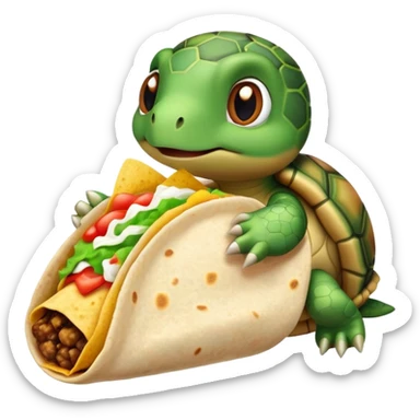 A turtle eating a burrito sticker