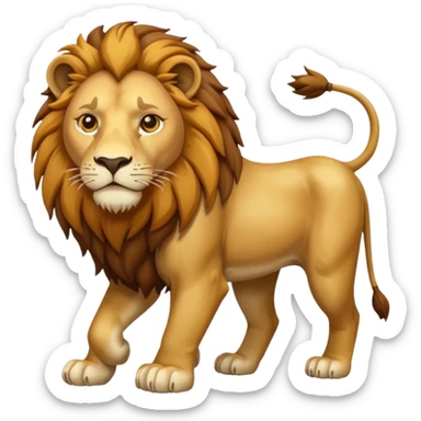 An emoji of a majestic lion from ancient Assyrian art, shown in a hunting scene. sticker