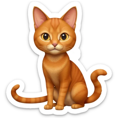 A 3D cartoon Abyssinian cat with orange-ginger coat, detailed fur texture, energetic pose, bright studio lighting, Memoji-style. sticker