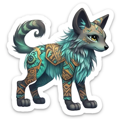 cute Kawaii edgy ethereal shy epic tribal fantasy animal fursona Fionbri creature by griffsnuff & LiLaiRa & Falvie with exotic colors with intricate patterns full body sticker