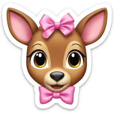 bambi with a pink bow and pink ears sticker