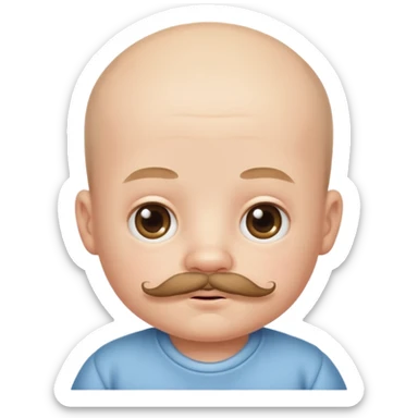 bal baby with mustached sticker