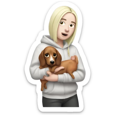 billie eilish holding a wiener dog sticker