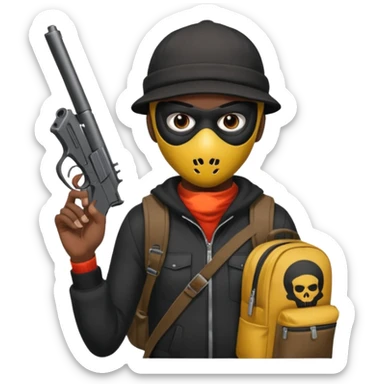 Chicago savage with skully mask on and backpack and big ass hand gun  sticker