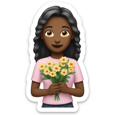 Girl with flowers  sticker