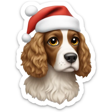 Spaniel in a Christmas hat sticker