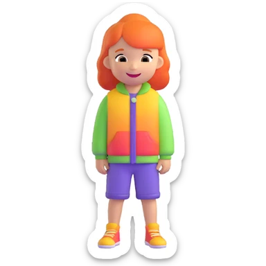 cheerful kid with colorful clothes sticker