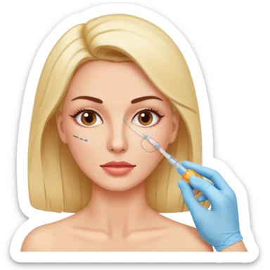 Woman taking a botox injection in the face sticker