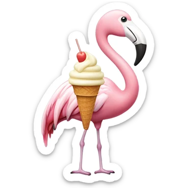 a flamingo eating an ice cream cone  sticker