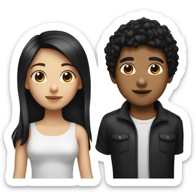 Girl with black hair and boy with black hair sticker
