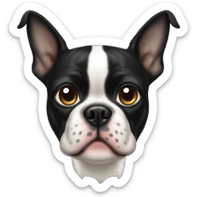 Boston terrier with one black eye sticker