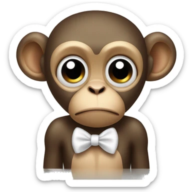 Monkey with sad eyes and white bow on side of head  sticker