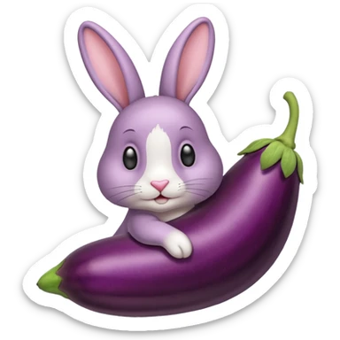 Un lapin avec une aubergine sur la tête sticker