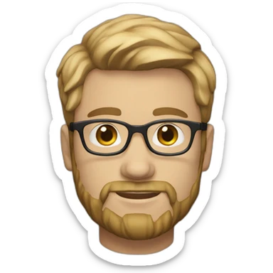 white male 25 years old straight dark blond hair glasses and little beard sticker