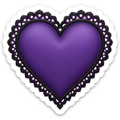 Dark purple gothuc heart, realistic black lace trim sticker