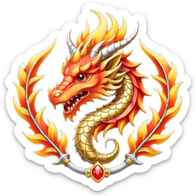 Simple fiery royal Dragon crest/brosch sticker