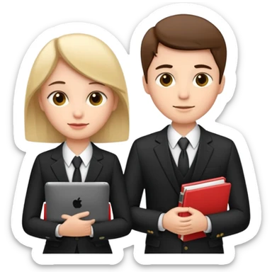 group of 5 colleagues with computer and copybooks sticker