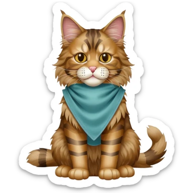 Maine Coon cat full body sitting with a mask sticker