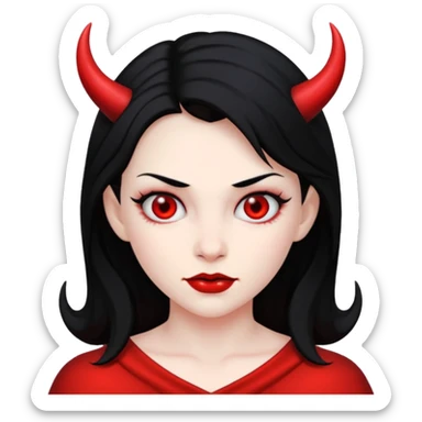 female devil with black hair sticker