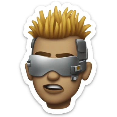 cyborg rockstar with mohawk sticker