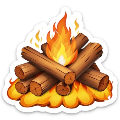 campfire with logs and flames sticker