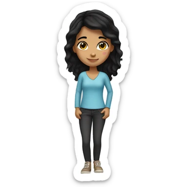 Hispanic girl with black hair sticker