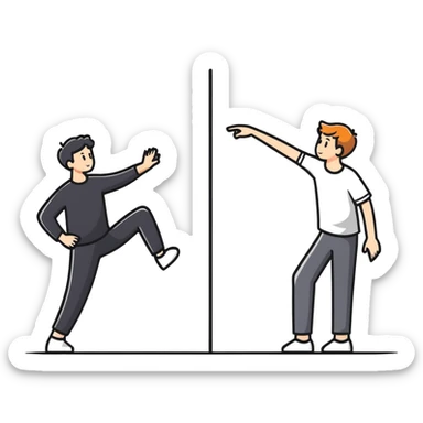 couple with contrasting attachment styles, one person leaning away (avoidant) and one person reaching toward them (approachable) sticker