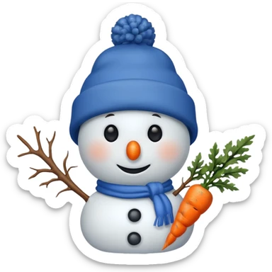 snowman wearing blue hat sticker