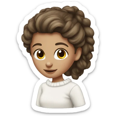 Sweet brunette girl white white sweater sticker