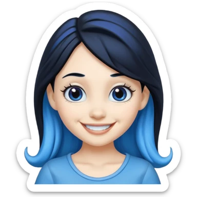 Smurffete with black hair and blue skin emoji sticker