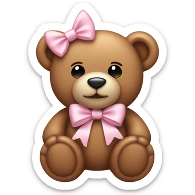 teddy bear with a light pink bow sticker