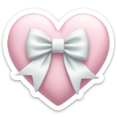 Pastel pink heart with white bow sticker
