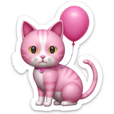 Make a pink cat with a balloon head, no the head is a balloon with the details of the cat head on the balloon head, make the body visible enough to where it’s big enough to be roughly the size of a cat body and make sure THAT THE CATS HEAD IS A BALLOON sticker