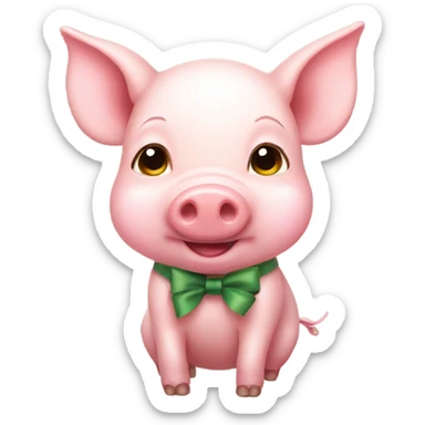 Piglet with a bow sticker