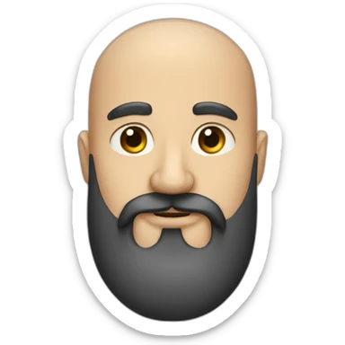 one bald man with moustache and long black beard sticker