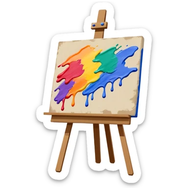 canvas on an easel with paint strokes sticker