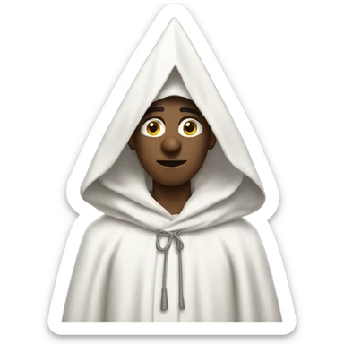 guy in white robes pointy triangle hood with eyeholes sticker