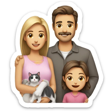 Familia de hombre mujer y un gato sticker